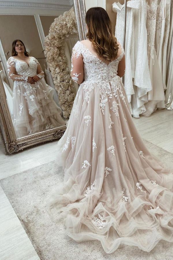 Long A-Line Sweetheart Wedding Dress With Lace Sleeves