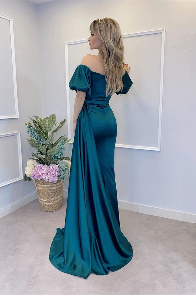 Off-the-Shoulder Peacock Mermaid Prom Dress With Split