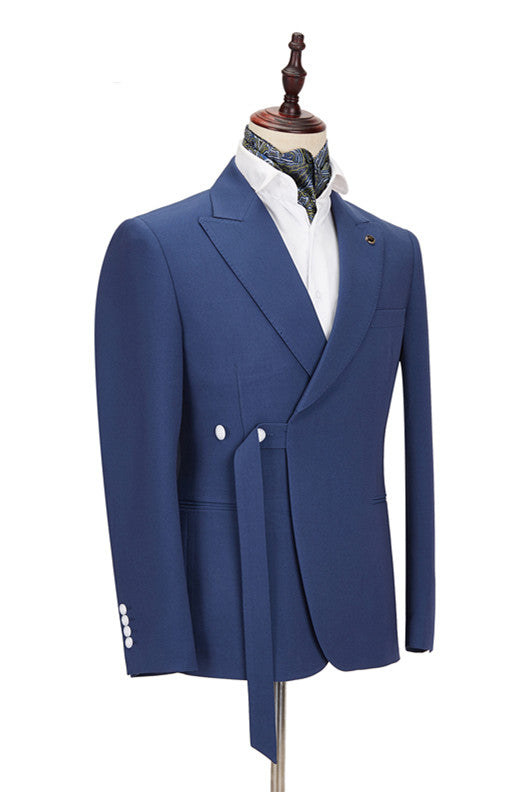 Dark Blue Groomsmen Outfits With Peaked Lapels For Sale