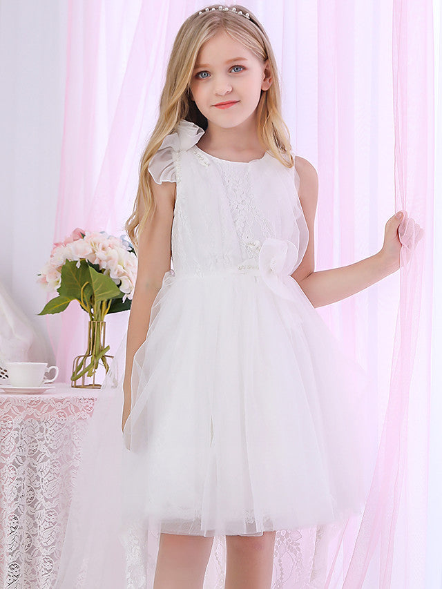 Luxurious Princess Ball Gown for Flower Girls Lace Satin Tulle with Cascading Ruffles