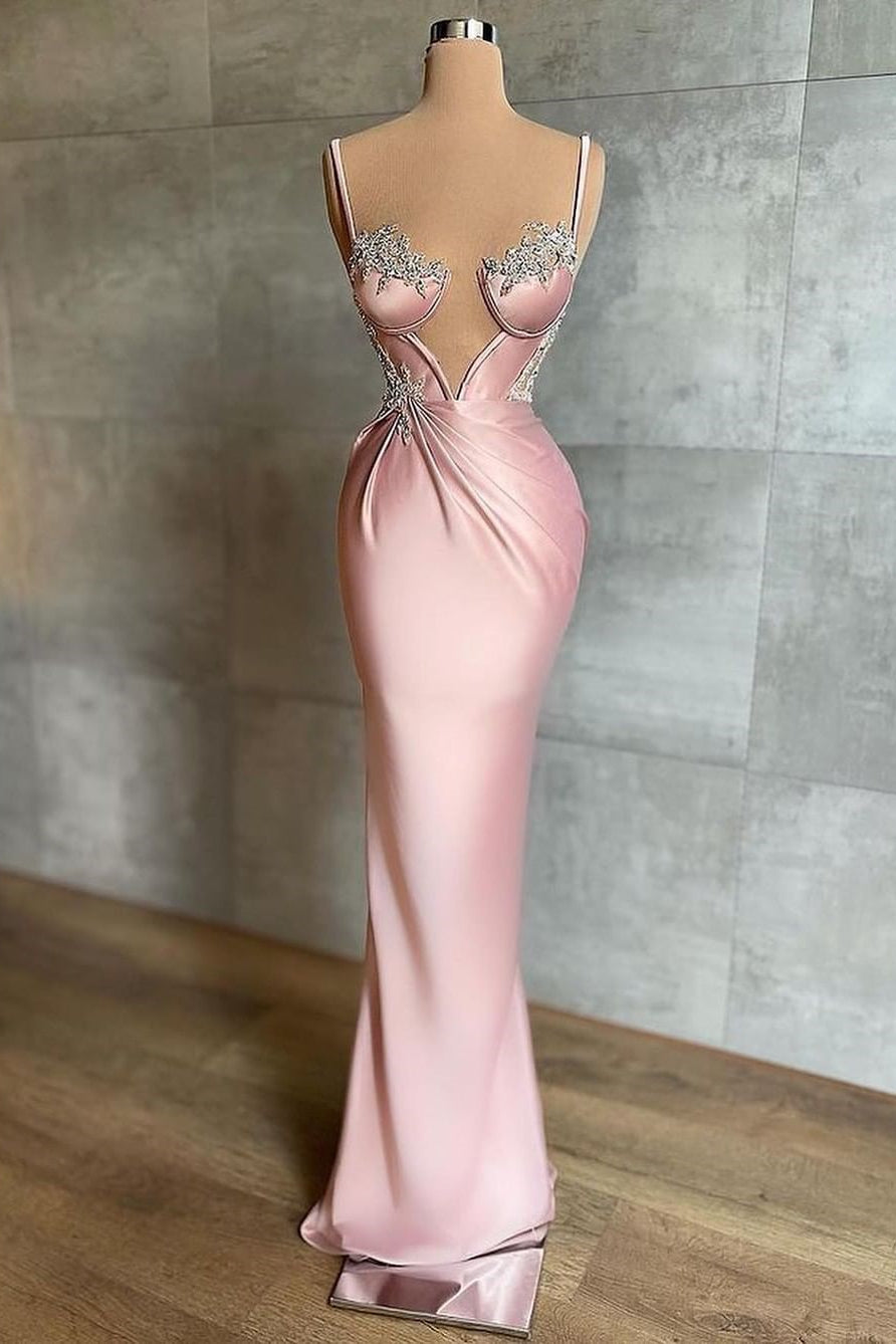 Stunning Pink Sleeveless Mermaid Prom Dress