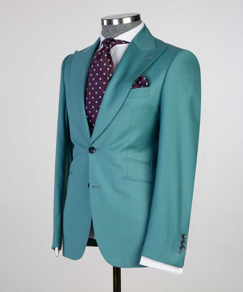 Ebenezer Green Fashion Two-Button 3-Piece Men Suit