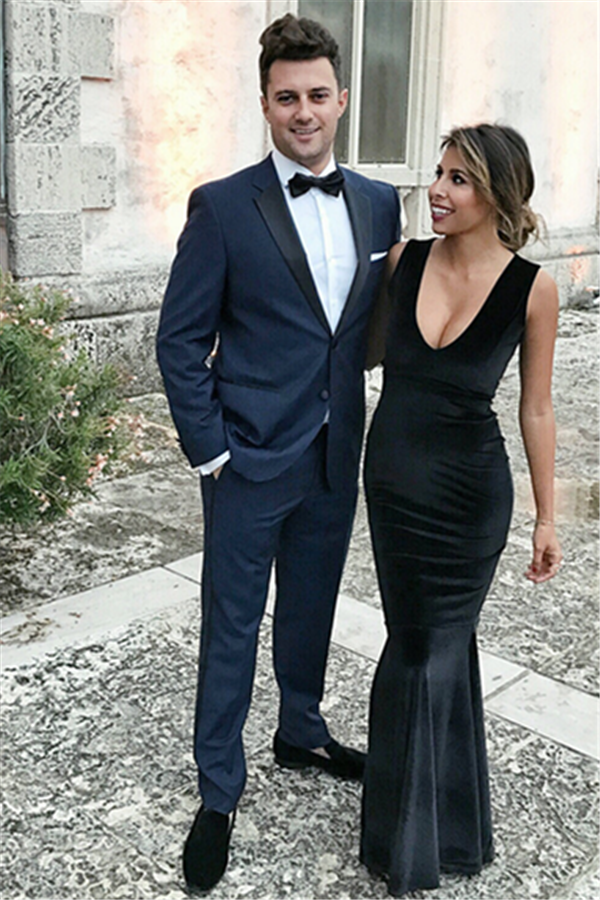 Sale: Navy Blue Prom Suit with Notch Lapel for Boys