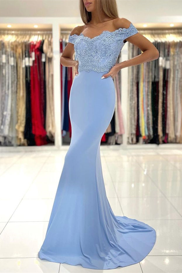 Mermaid Off-the-Shoulder Prom Dress With Lace Appliques