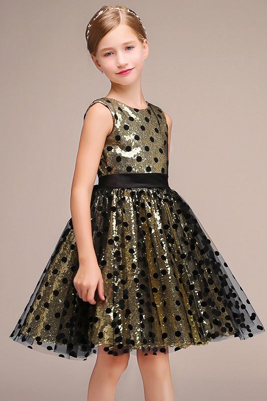 Beautiful Sleeveless Jewel Flower Girl Dress with Tulle and Sequins