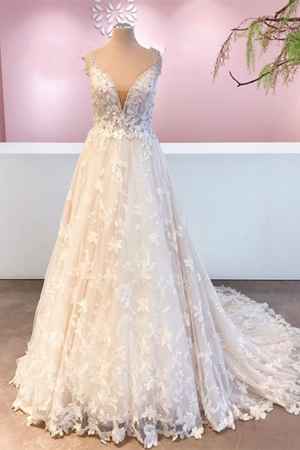 Romantic Sweetheart Wedding Dress With Appliques Lace Tulle