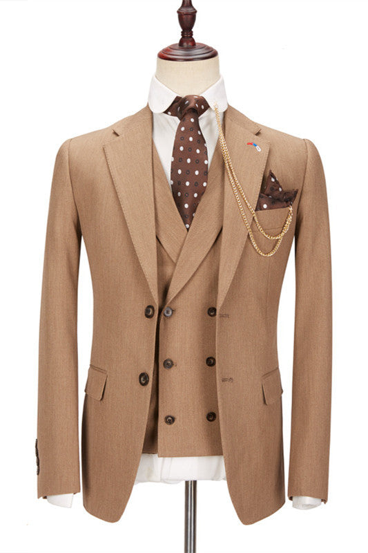 Dapper Brown Dinner Suit with Notched Lapel for Prom