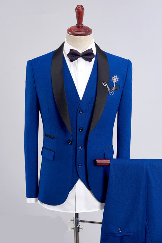 Royal Blue Bespoke Three Pieces Wedding Suit For Men