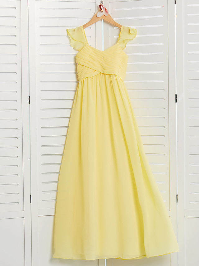 A-Line Chiffon Junior Bridesmaid Dress with Ruffles & Ruching