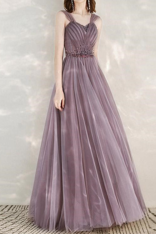 Elegant Infinity Tulle Prom Dress with Sweetheart Sequins