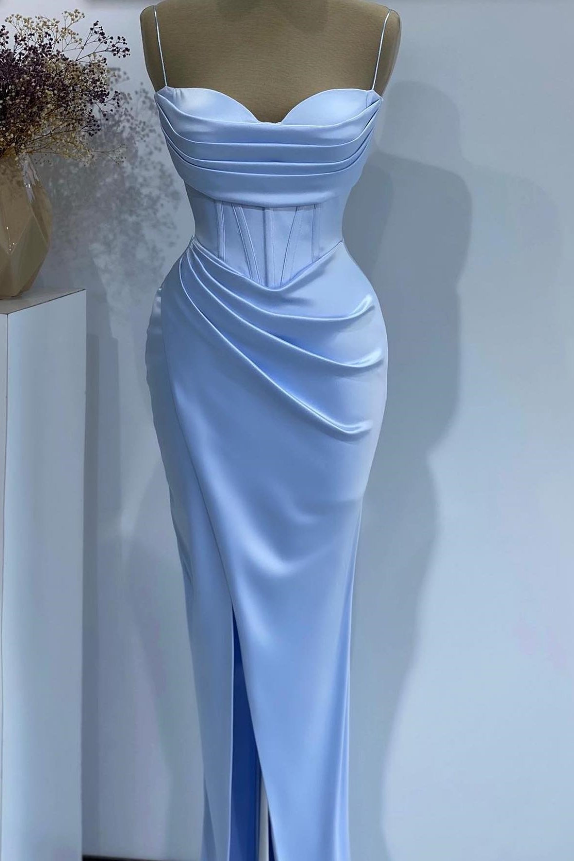 Mermaid Baby Blue Sweetheart Prom Dress With Spaghetti-Straps Online