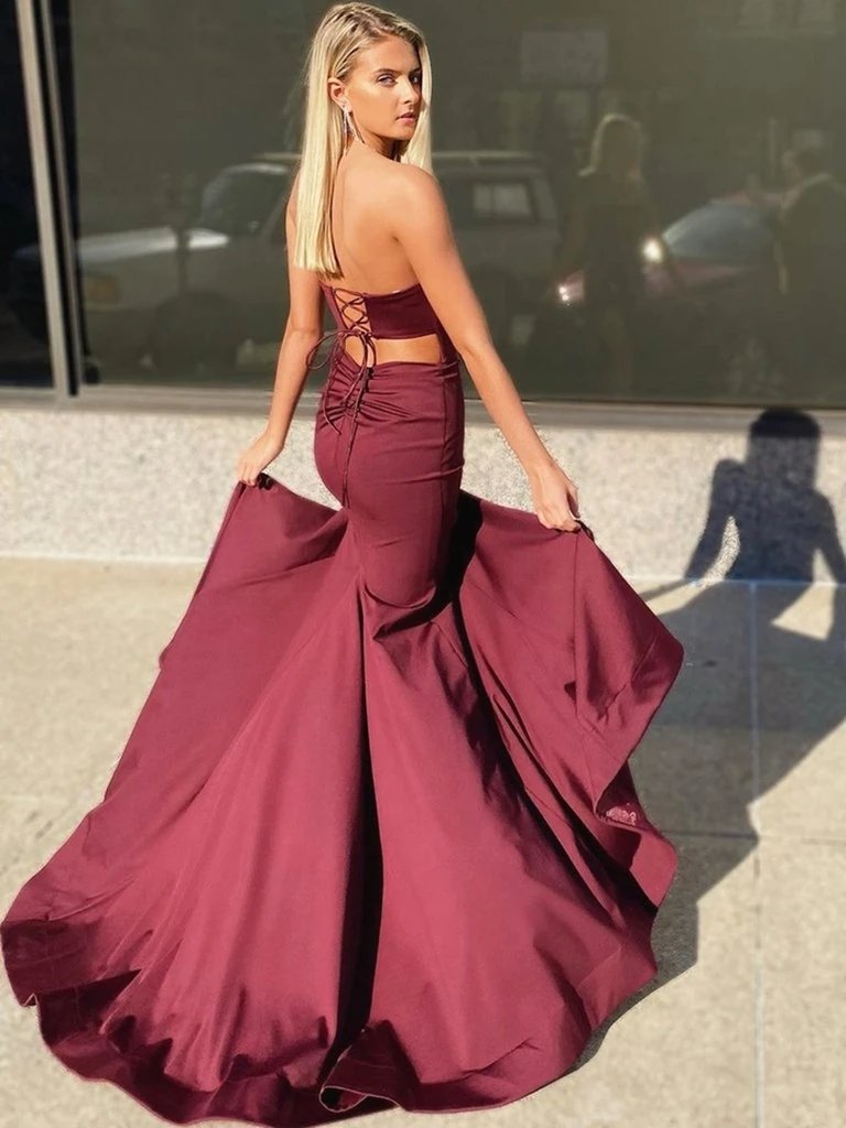 Mermaid Burgundy Sweetheart Prom Dress