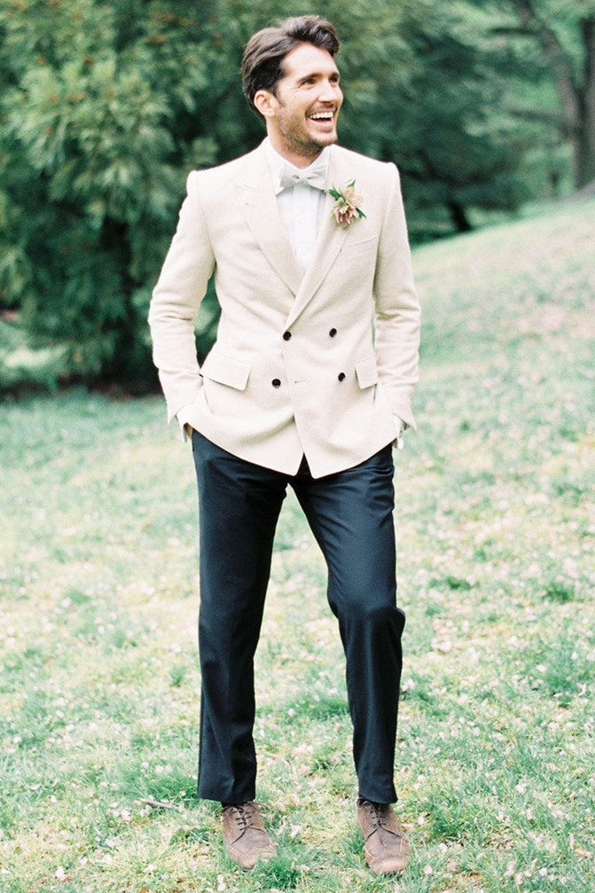 Ivory 2-Piece Tailcoat Set for Groomsmen & Best Man - Perfect for Your Wedding Day