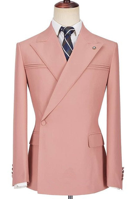 Pink Wedding Blazer for Groom - Best Fitted Peaked Lapel with Ruffles