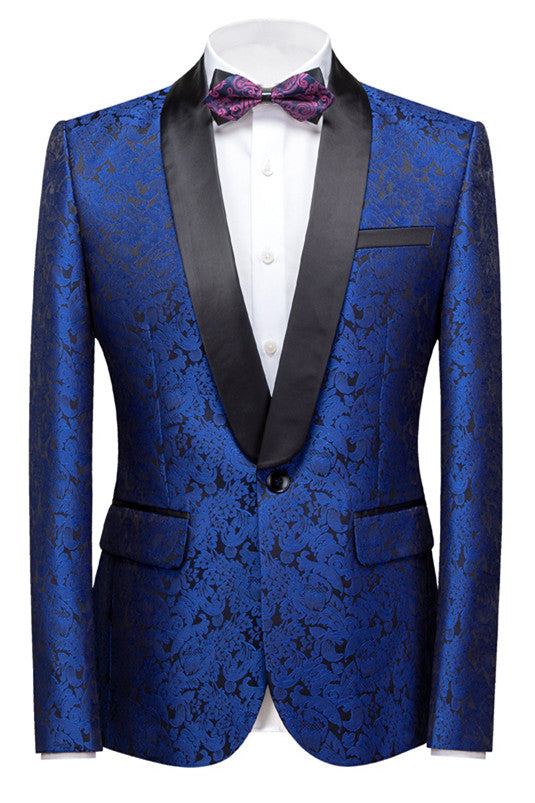 Royal Blue Slim Fit Tuxedo With Shawl Lapel for Weddings
