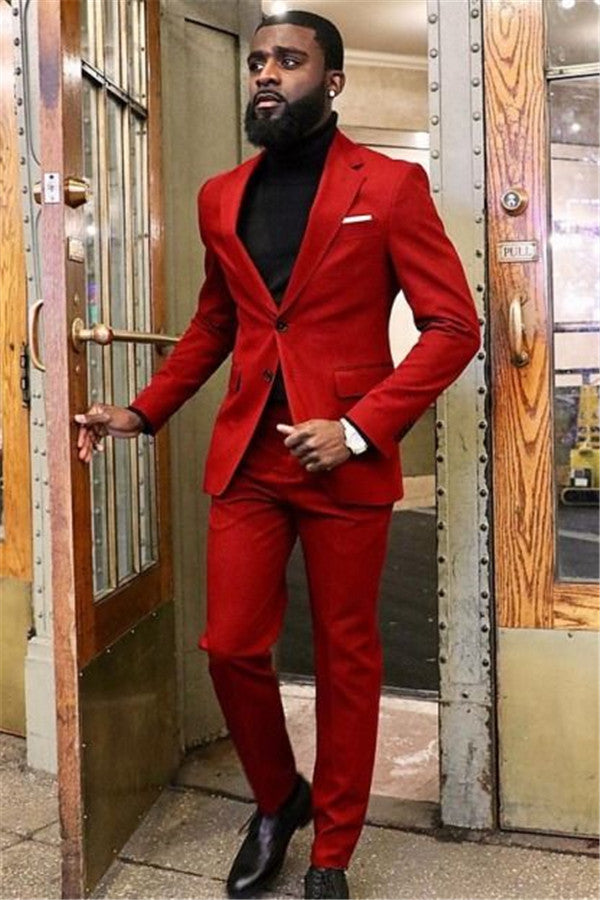 2 Piece Casual Red Prom Suit for Men on Sale