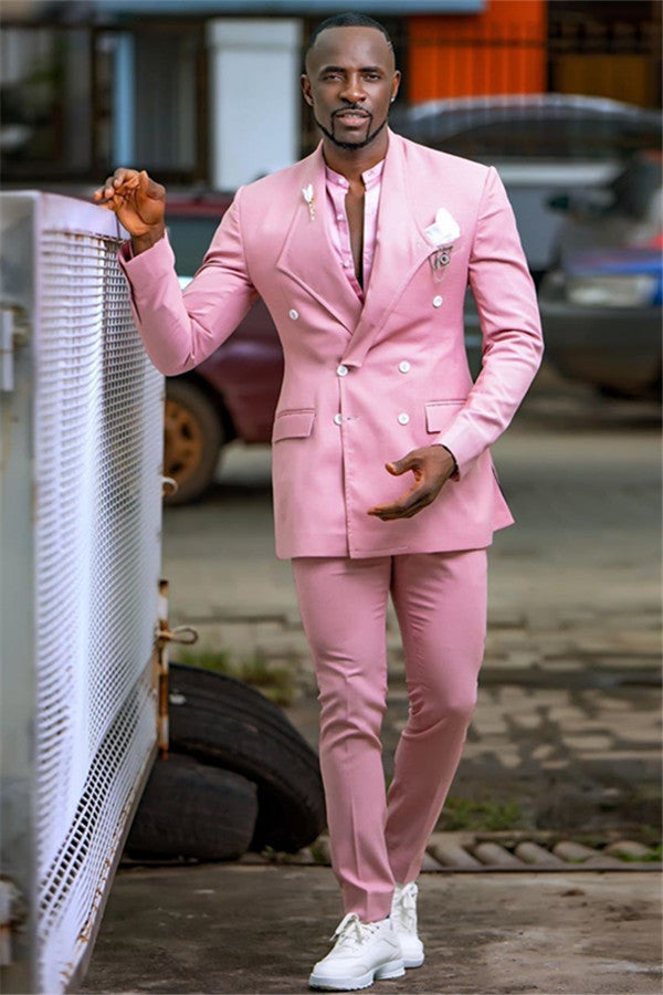 High Quality Double Breasted Hot Pink Party Prom Suit - Bespoke Fashion