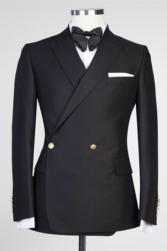 Formal Black Business Bespoke Prom Suit for Men with Peaked Lapel