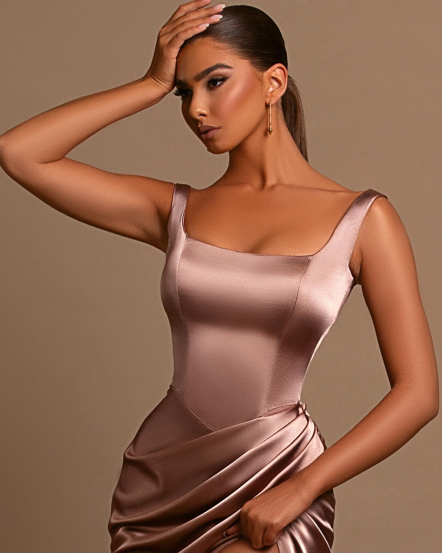 Dusty Rose Mermaid Prom Dress: Spaghetti-Straps Square Neck Online