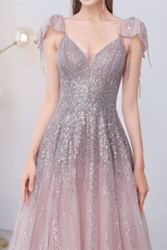 Elegant Pink & Grey Mermaid Prom Dress with Sweetheart Sequins Sleeveless