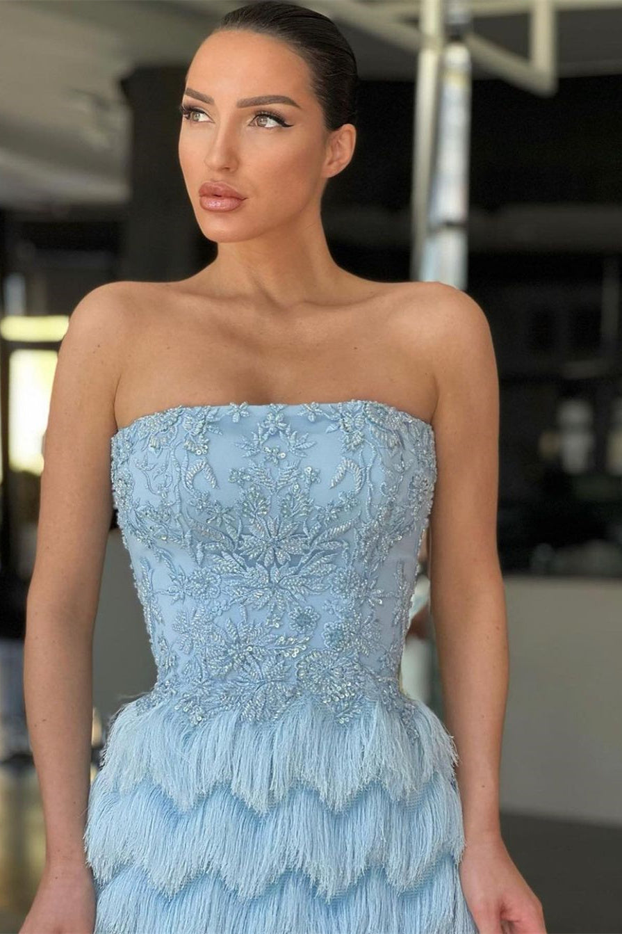 Mermaid Prom Dress with Sky Blue Appliques - Amazing Style