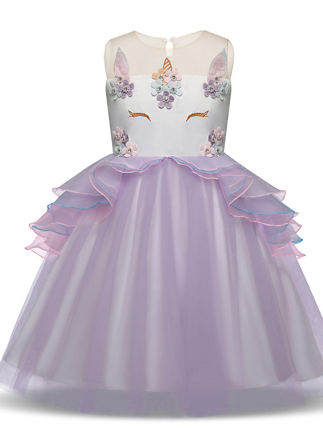 Princess Midi Party Dress ¨C Satin Tulle Embroidery & Appliques