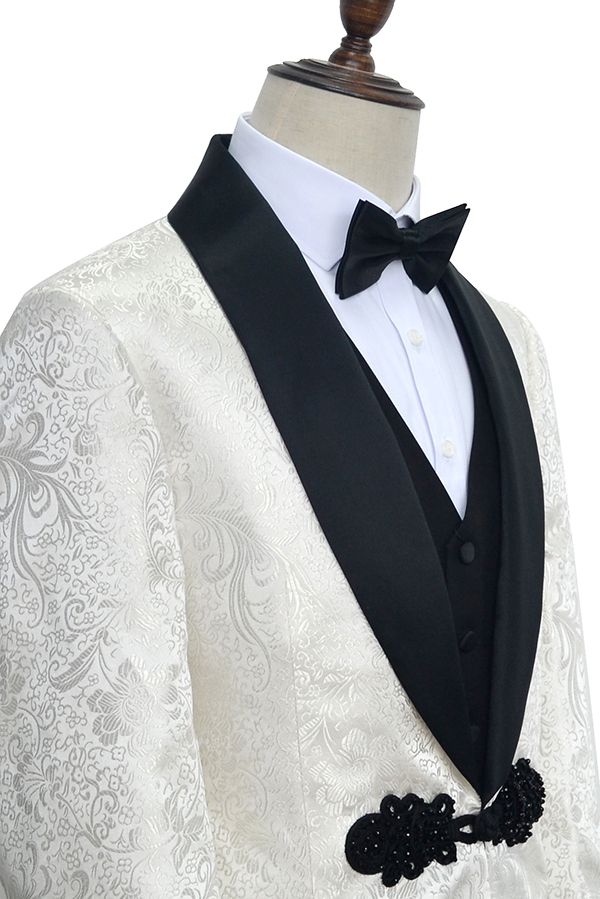 Stylish Knitted Button Black Shawl Lapel Tuxedo for Men