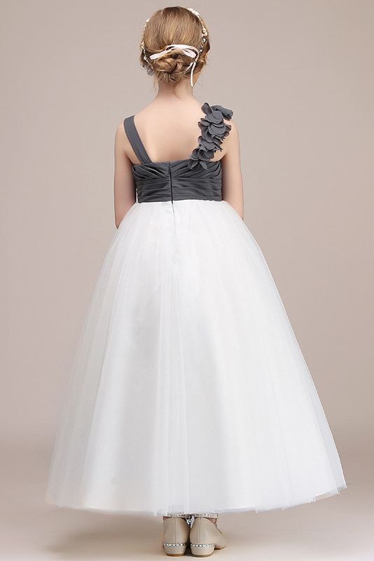 Beautiful Ankle Length Straps Flower Girl Dress in Tulle