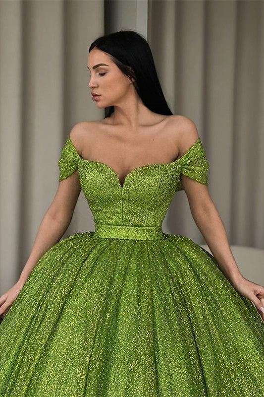 Glamorous Green Sequin Evening Dress Ball Gown