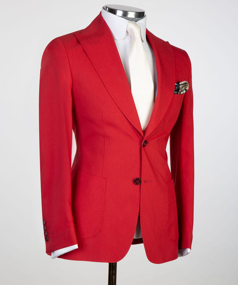 Donald Bespoke Red Peaked Lapel Men Suits 3 Pieces