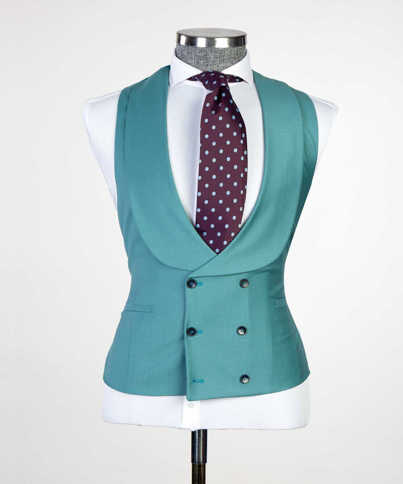 Ebenezer Green Fashion Two-Button 3-Piece Men Suit