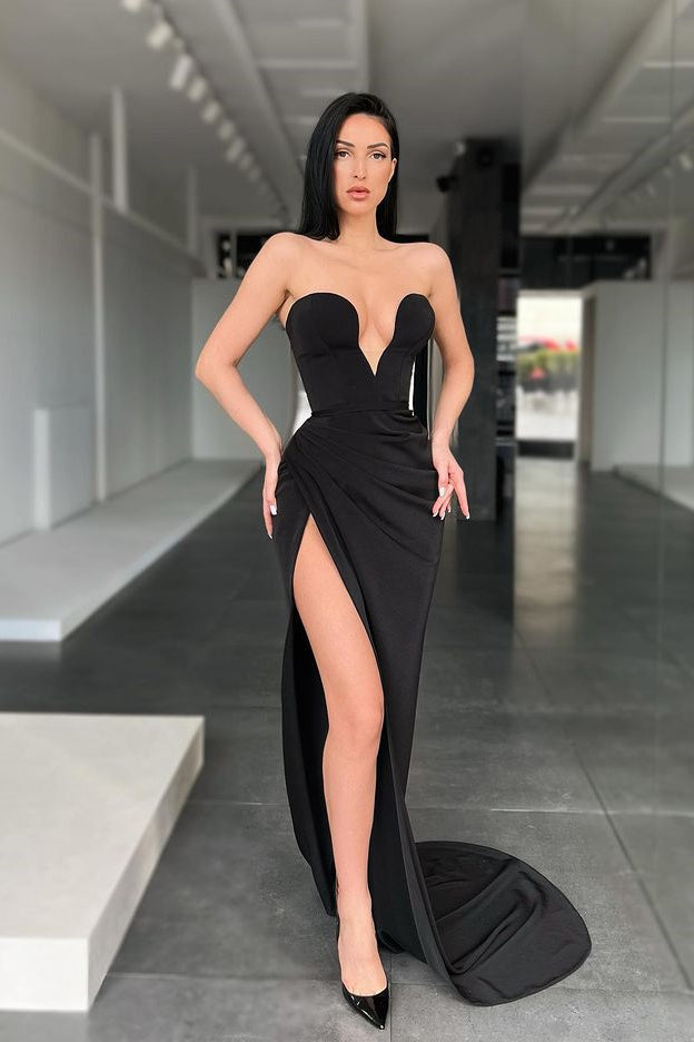 Mermaid Black Sweetheart Evening Dress With Split