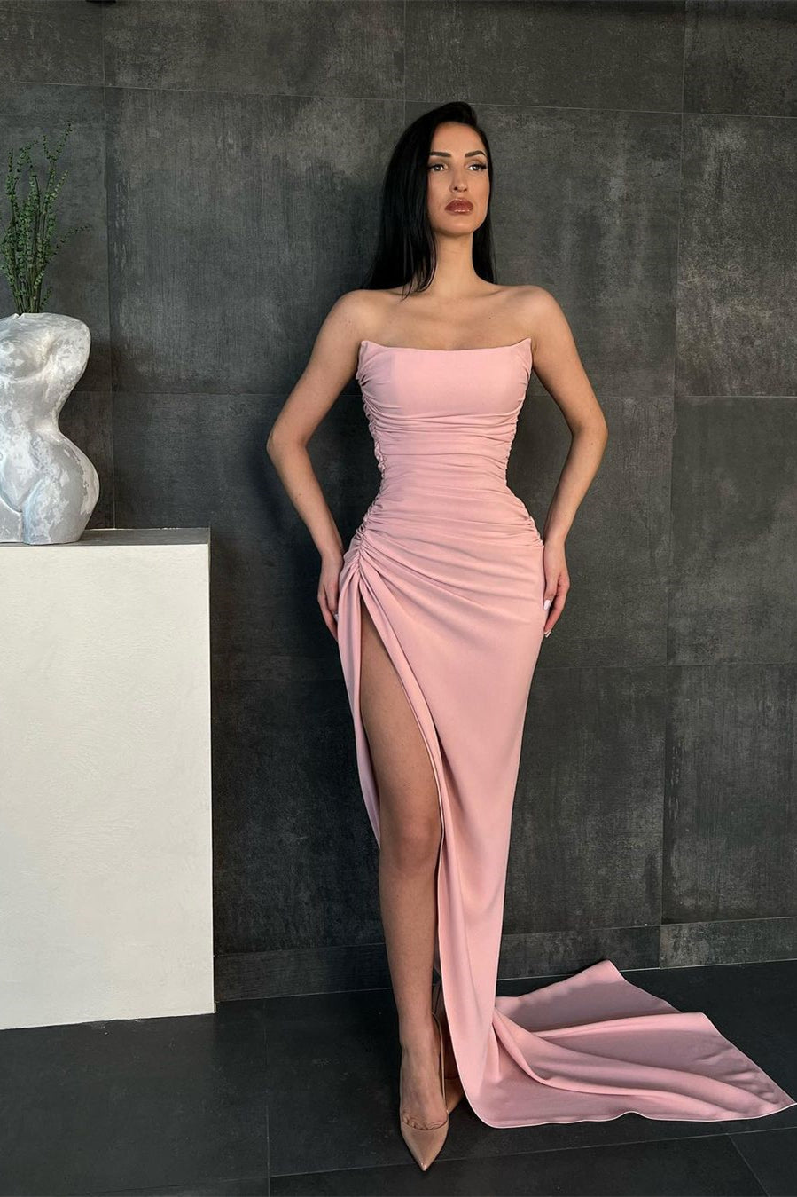 Mermaid Strapless Long Evening Dress With Split