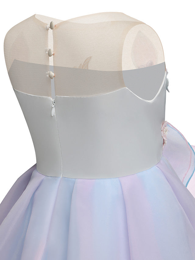 Princess Midi Party Dress ¨C Satin Tulle Embroidery & Appliques