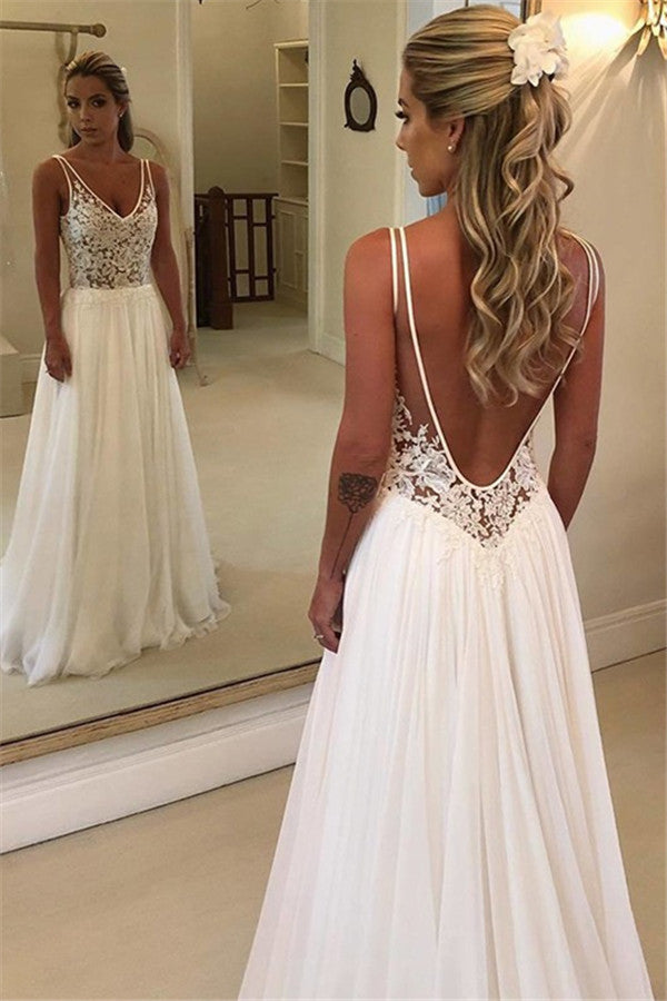 Lace Beach Wedding Dress - Sleeveless & Long