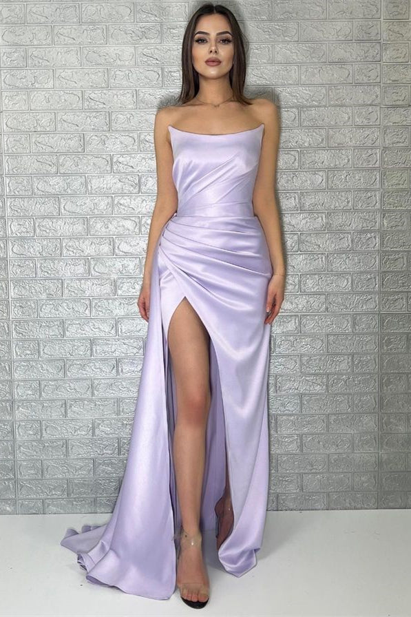 Purple Sleeveless Mermaid Prom Dress with Split