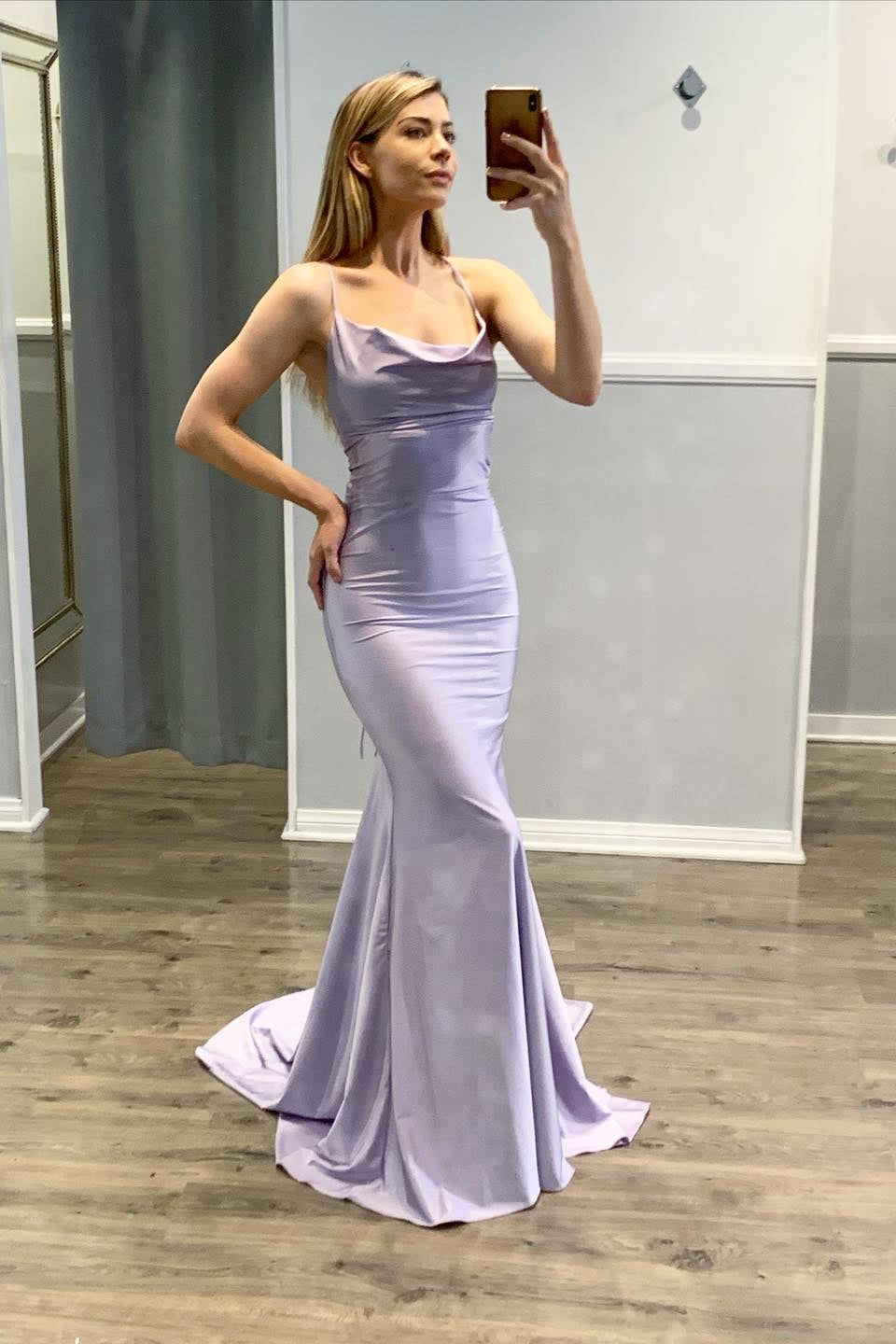 Mermaid Spaghetti-Straps Light Purple Prom Dress