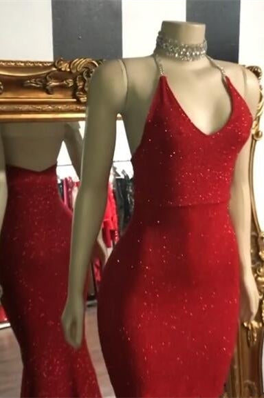 Mermaid Red Prom Dress Embellished with Sequin