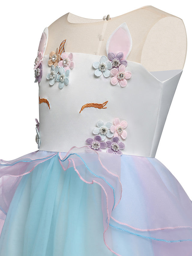 Princess Midi Party Dress ¨C Satin Tulle Embroidery & Appliques