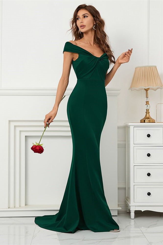 Dark Green Off-The-Shoulder Mermaid Sweetheart Evening Dress On Sale