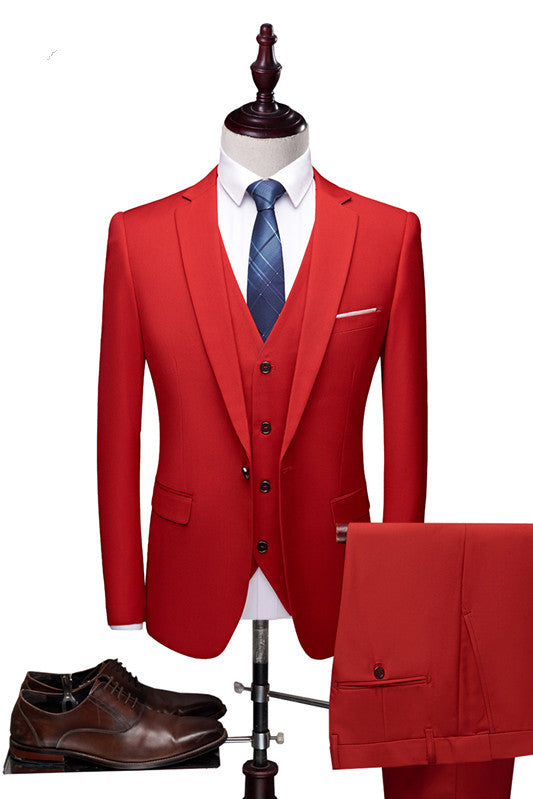 Modern Red Tuxedo 3 Piece Set for Weddings