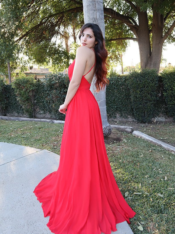 Red Halter V-Neck Elegant Evening Dresses for Modern Women