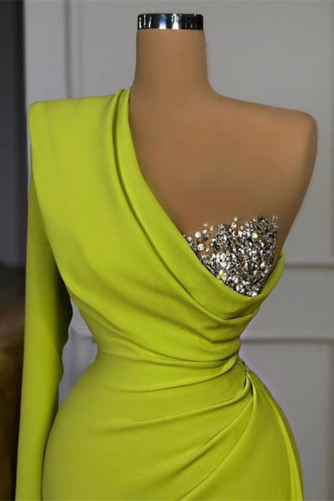 Elegant Mermaid Prom Dress with One Shoulder and Sequins, Long Sleeve