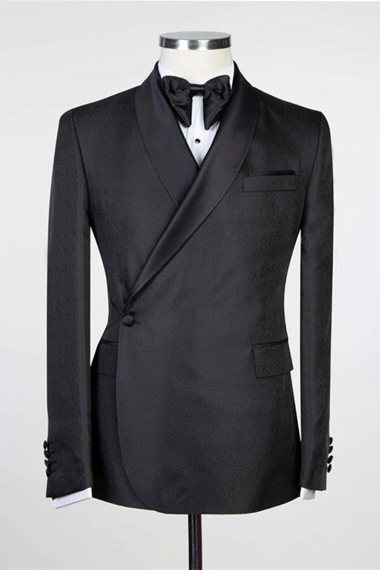 Glamorous Black Wedding Suits For Groom 2022 with Shawl Lapel