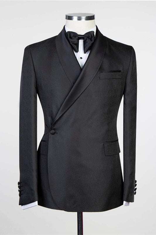Douglas Men Suits - Simple Black Lapel Shawl for Weddings