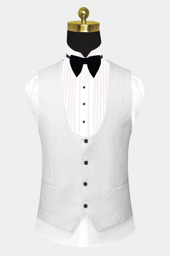 Gentle White and Black Jacquard Suits For Men 2022