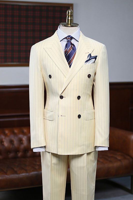 Gentle Best Striped Groom Suit for Prom Double Breasted