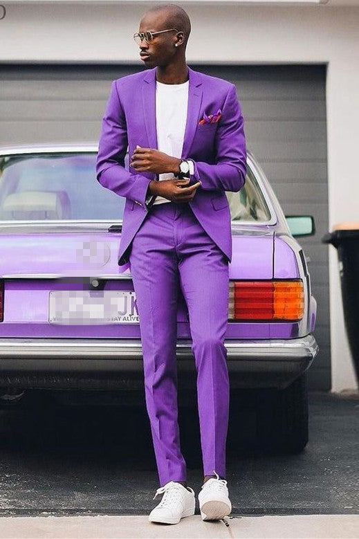 Elegant Purple Notched Lapel Suit for Homecoming Prom