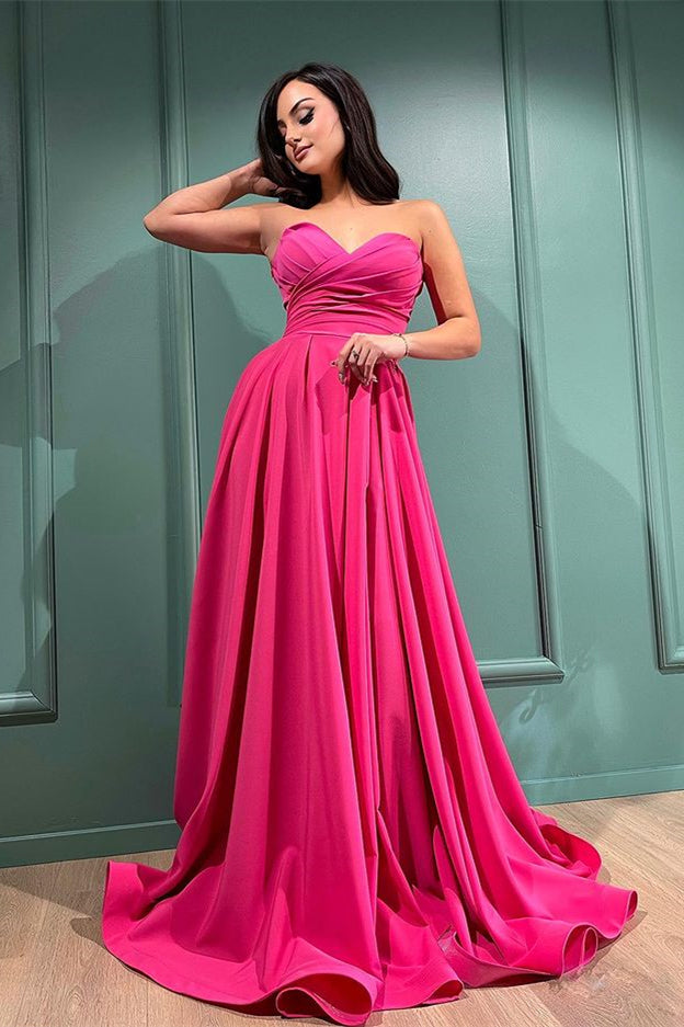 Look Stunning in the Sweetheart Fuchsia Long Evening Dress With Split