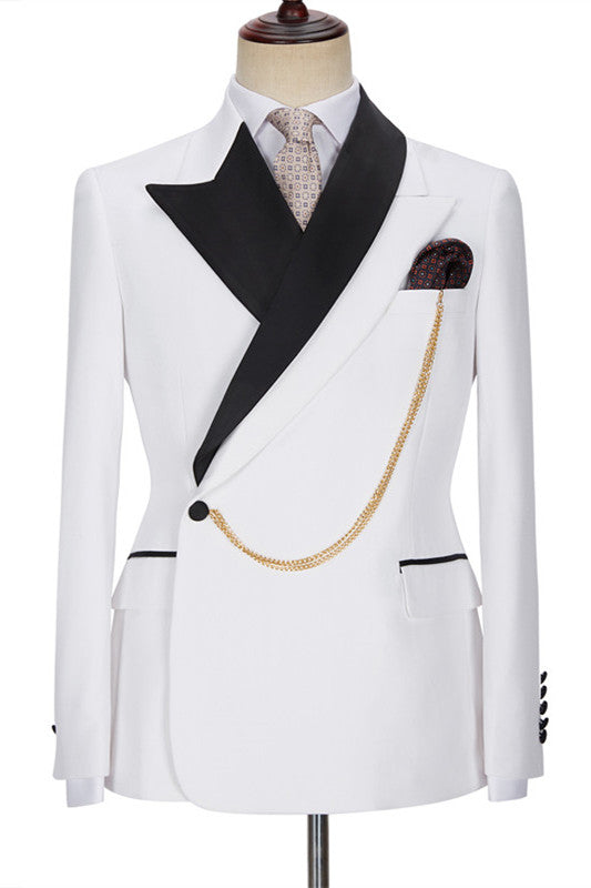 Adonis Fashion Style White Peaked Lapel Bespoke Wedding Suits for Men